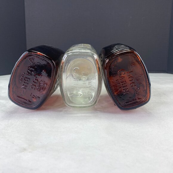 Vintage Log Cabin Syrup Bottles Lot Of 3 - Picture 8 of 9